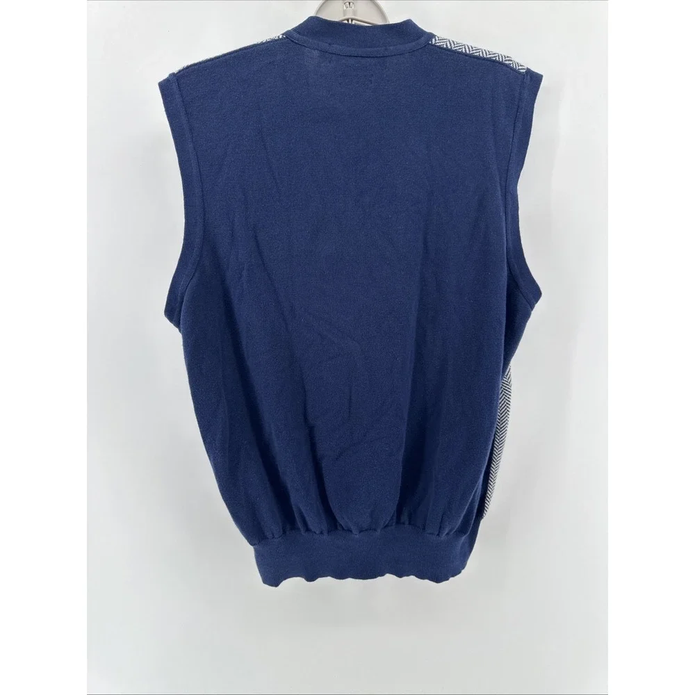 Vintage Polo Golf Ralph Lauren Sweater Vest Mens Large Blue Herringbone Knit 90